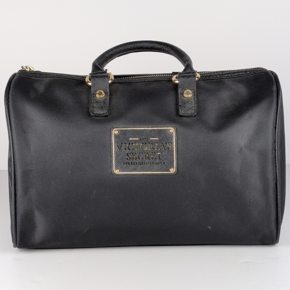 Victoria's Secret Black Nylon Handbag Purse Tote Black 11" X 8.5"